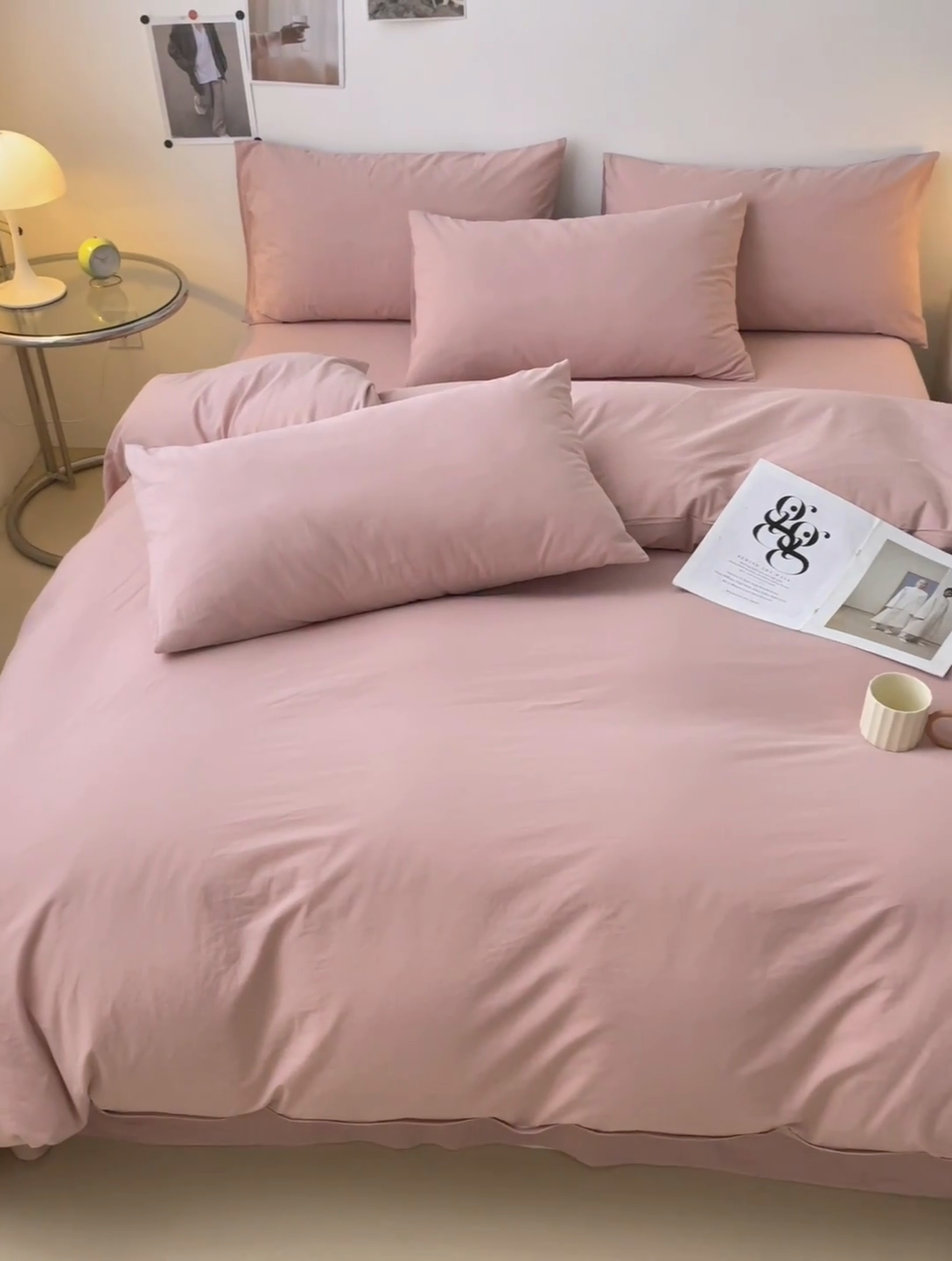 91家纺网 家纺一手货源 找家纺 清雅福 2024新款全棉A类水洗棉单品被套 简约-藕粉