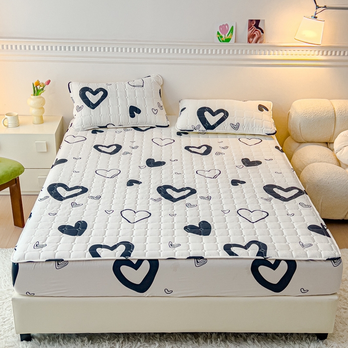 91家纺网 家纺一手货源 找家纺 寝居阁 2024新款13372全棉纯棉大豆纤维夹棉床笠 慢调时光