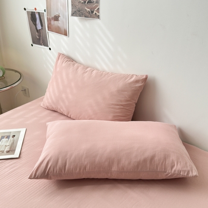 91家纺网 家纺一手货源 找家纺 清雅福 2025新款全棉A类水洗棉单枕套 简约·藕粉