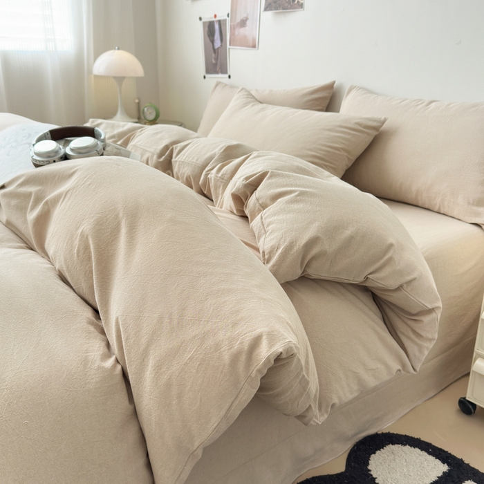 91家纺网 家纺一手货源 找家纺 清雅福 2025新款全棉A类水洗棉单枕套 素色·卡其