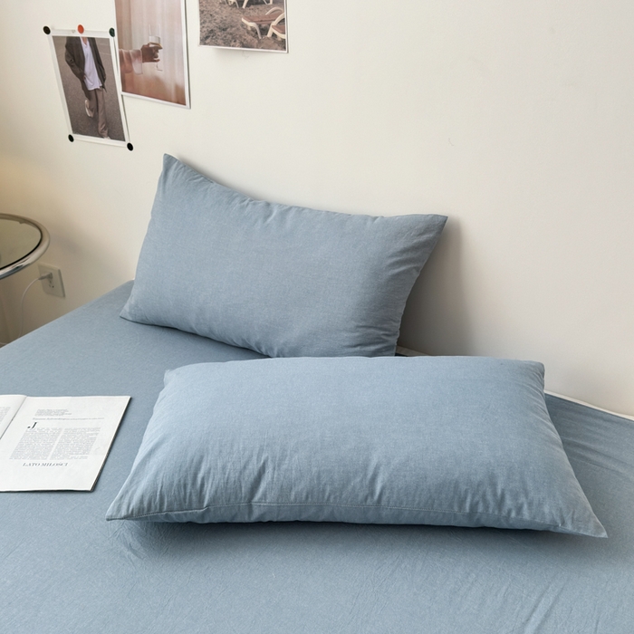 91家纺网 家纺一手货源 找家纺 清雅福 2024新款全棉A类水洗棉四件套单被套 素色-浅兰