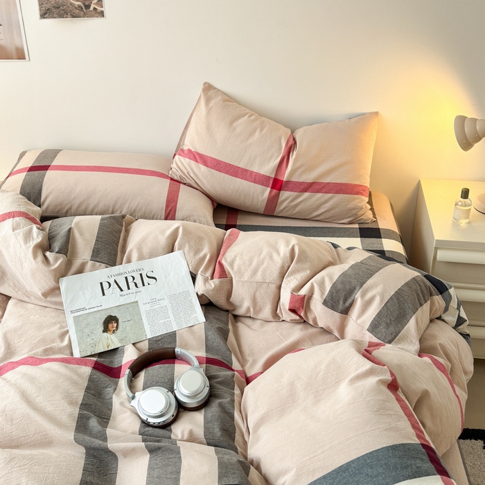 91家纺网 家纺一手货源 找家纺 清雅福 2025新款全棉A类水洗棉单枕套 宝莉·咖大格