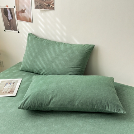 91家纺网 家纺一手货源 找家纺 清雅福 2025新款全棉A类水洗棉单枕套 豆绿