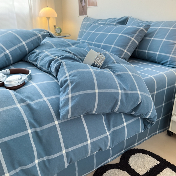 91家纺网 家纺一手货源 找家纺 清雅福 2024新款全棉A类水洗棉四件套单被套 米莱-灰