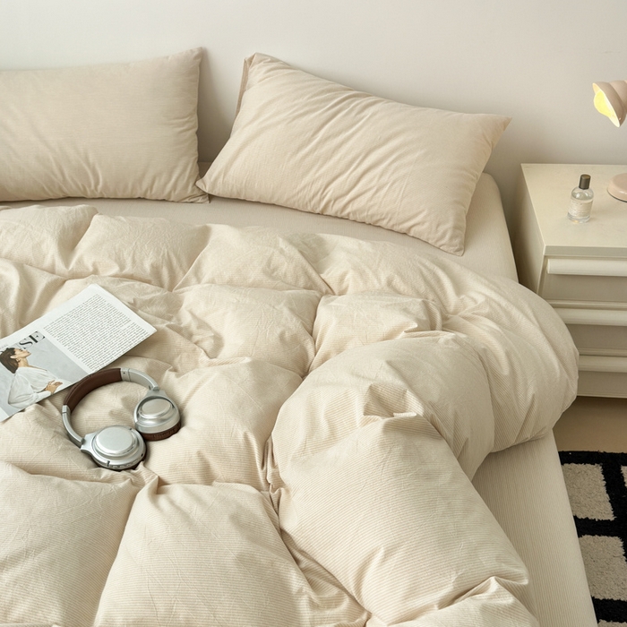 91家纺网 家纺一手货源 找家纺 清雅福 2025新款全棉A类水洗棉单枕套 米密条