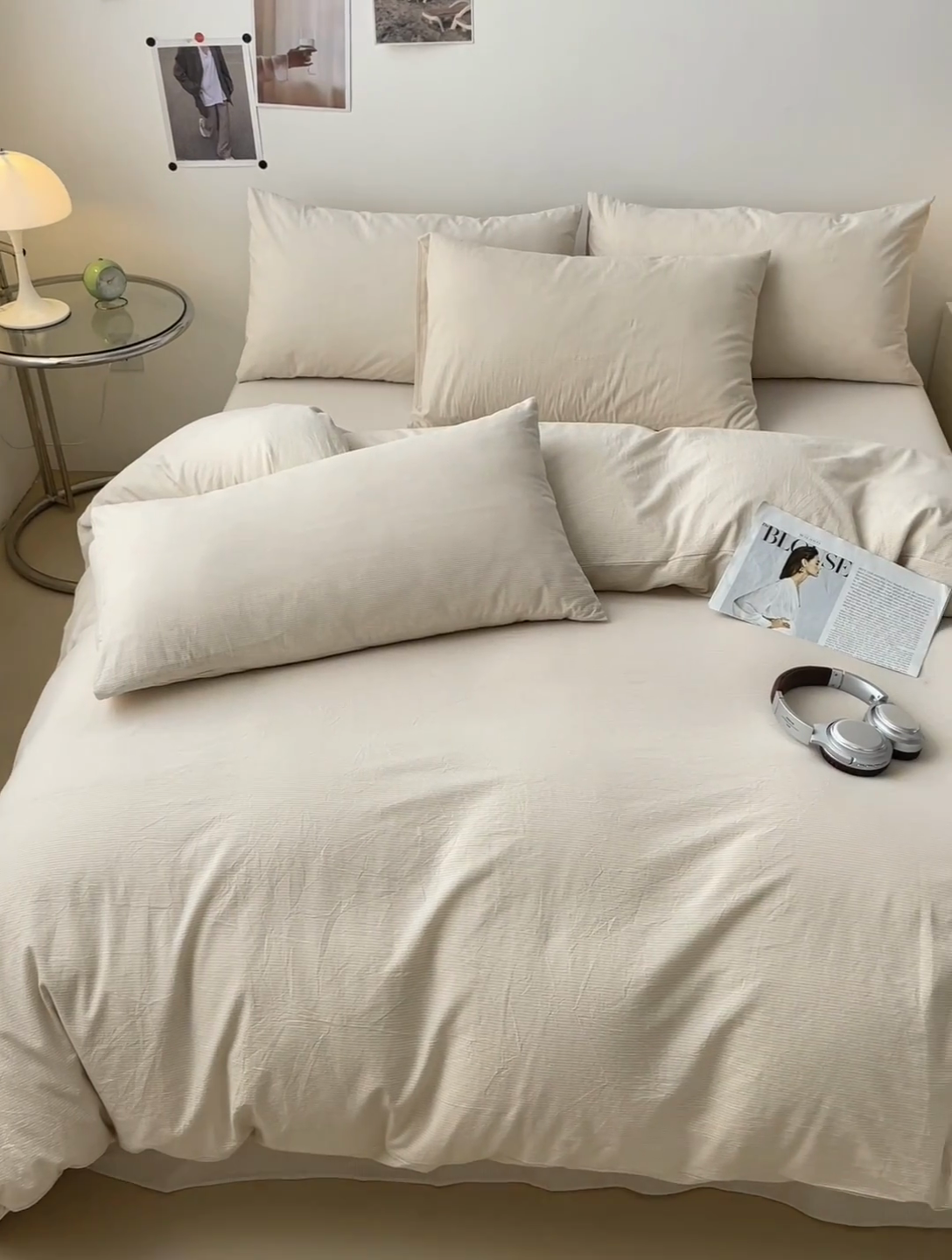 91家纺网 家纺一手货源 找家纺 清雅福 2024新款全棉A类水洗棉四件套单被套 米密条