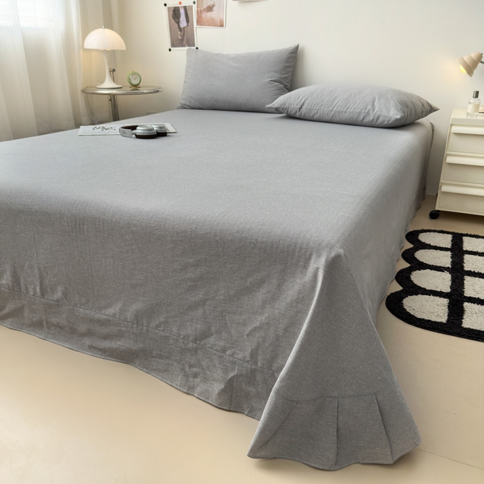 91家纺网 家纺一手货源 找家纺 清雅福 2024新款全棉A类水洗棉四件套单被套 烟灰