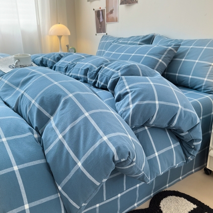 91家纺网 家纺一手货源 找家纺 清雅福 2024新款全棉A类水洗棉四件套单被套 米莱-灰