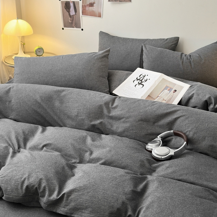 91家纺网 家纺一手货源 找家纺 清雅福 2025新款全棉A类水洗棉单枕套 素色·灰