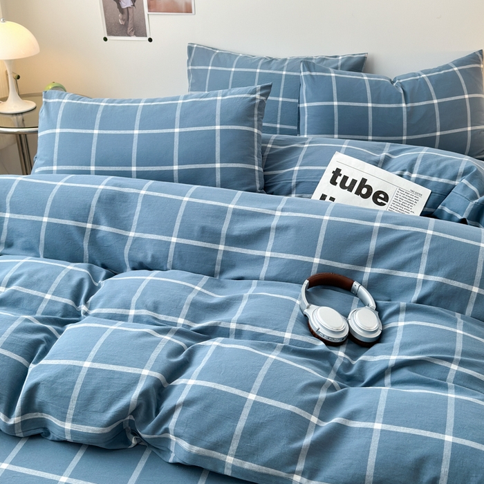 91家纺网 家纺一手货源 找家纺 清雅福 2024新款全棉A类水洗棉四件套单被套 米莱-灰