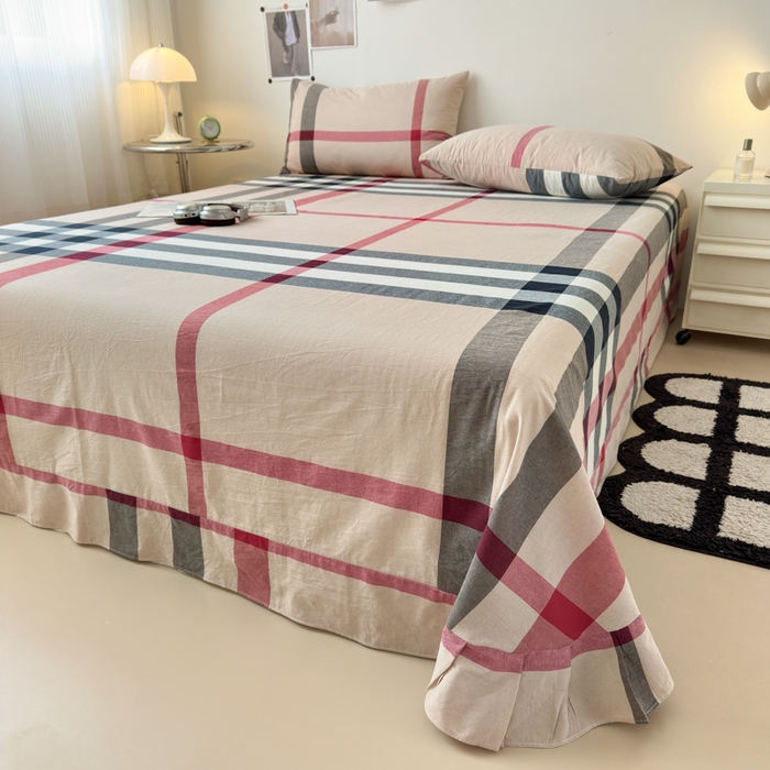 91家纺网 家纺一手货源 找家纺 清雅福 2024新款全棉A类水洗棉四件套单被套 宝莉-咖大格