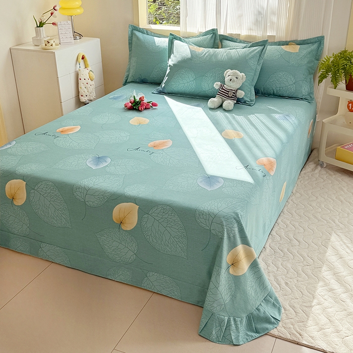 91家纺网 家纺一手货源 找家纺 家贝爱 2024新款JBA加厚圆角纯棉磨毛床单 叶叶情深