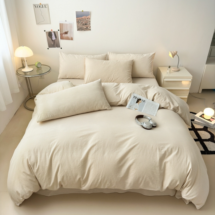 91家纺网 家纺一手货源 找家纺 清雅福 2024新款全棉A类水洗棉单品被套 米密条