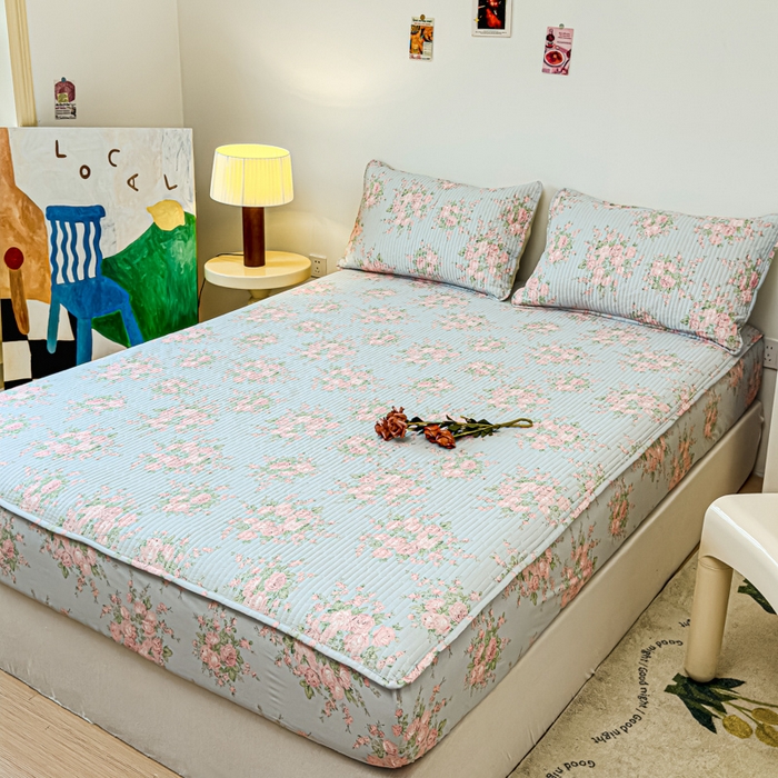 91家纺网 家纺一手货源 找家纺 寝居阁 2024新款13372全棉纯棉大豆纤维夹棉床笠 茜茜公主