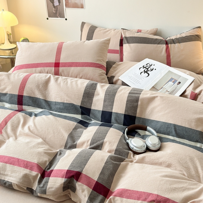 91家纺网 家纺一手货源 找家纺 清雅福 2025新款全棉A类水洗棉单枕套 宝莉·咖大格