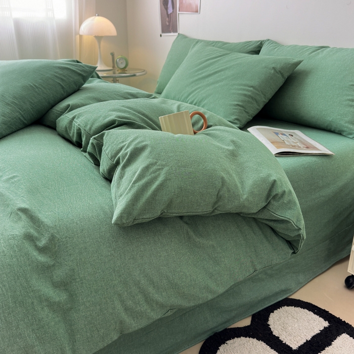 91家纺网 家纺一手货源 找家纺 清雅福 2025新款全棉A类水洗棉单枕套 豆绿