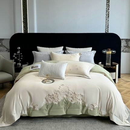 棠颂家纺 2025新款亲肤精纺棉刺绣四件套（礼盒款） 赫拉--新绿