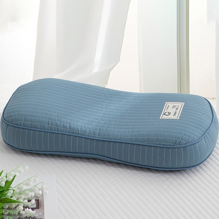 91家纺网 家纺一手货源 找家纺 织布人 2024新款荞麦枕升级全棉韩式砂洗面包枕磨毛简约全荞麦壳枕头枕芯 升级全棉S型砂洗面包枕-蓝色