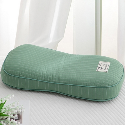 织布人 2024新款荞麦枕升级全棉韩式砂洗面包枕磨毛简约全荞麦壳枕头枕芯 升级全棉S型砂洗面包枕-绿色