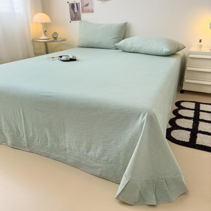 91家纺网 家纺一手货源 找家纺 清雅福 2024新款全棉A类水洗棉四件套单被套 绿密条