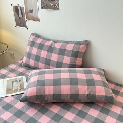 清雅福 2025新款全棉A类水洗棉单枕套 青春雅格·粉