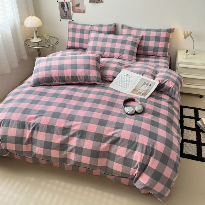 91家纺网 家纺一手货源 找家纺 清雅福 2024新款全棉A类水洗棉单品被套 青春雅格-粉