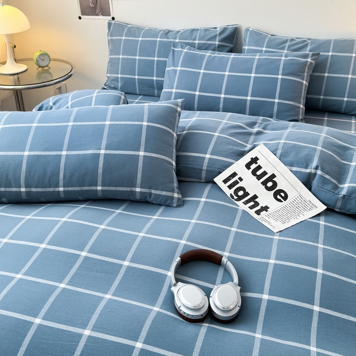 91家纺网 家纺一手货源 找家纺 清雅福 2024新款全棉A类水洗棉四件套单被套 米莱-灰