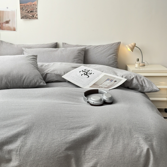 91家纺网 家纺一手货源 找家纺 清雅福 2024新款全棉A类水洗棉四件套单被套 烟灰