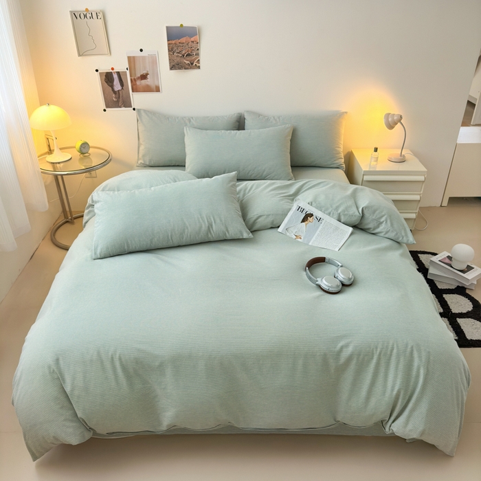 91家纺网 家纺一手货源 找家纺 清雅福 2024新款全棉A类水洗棉单品被套 绿密条