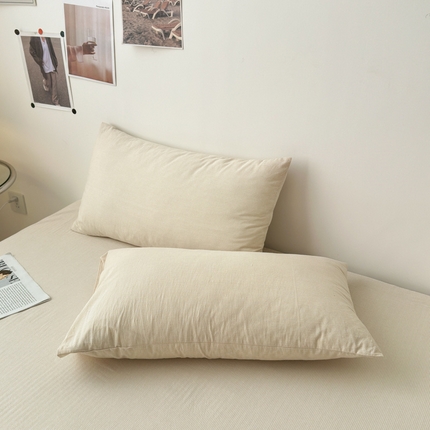 清雅福 2025新款全棉A类水洗棉单枕套 米密条