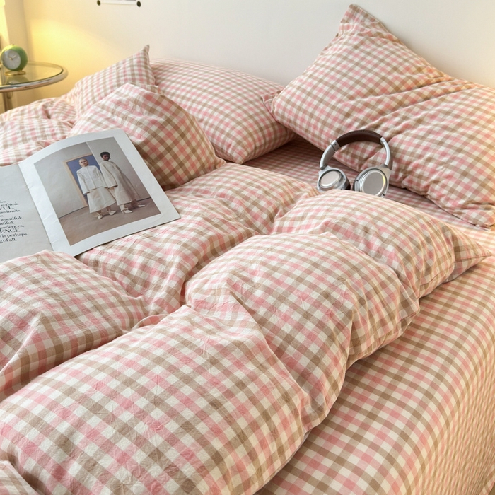 91家纺网 家纺一手货源 找家纺 清雅福 2025新款全棉A类水洗棉单枕套 印月·粉