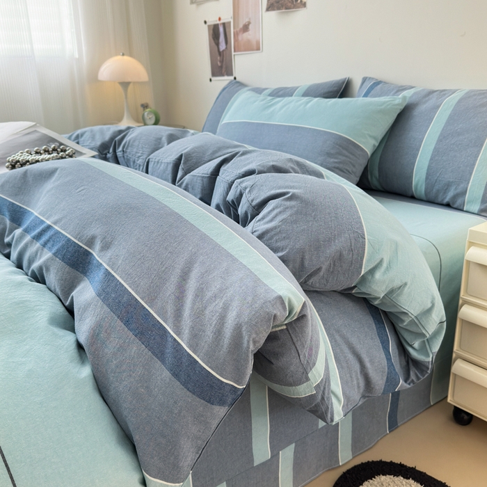 91家纺网 家纺一手货源 找家纺 清雅福 2024新款全棉A类水洗棉四件套单被套 米亚