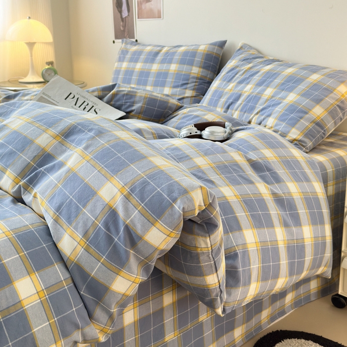 91家纺网 家纺一手货源 找家纺 清雅福 2025新款全棉A类水洗棉单枕套 初春格·兰