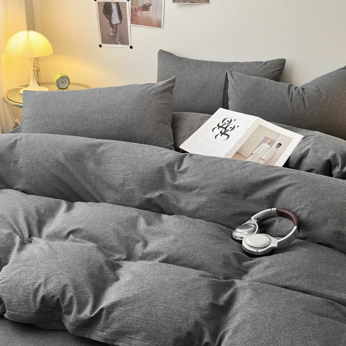 91家纺网 家纺一手货源 找家纺 清雅福 2024新款全棉A类水洗棉单品被套 素色-灰