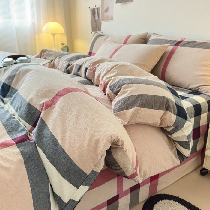 91家纺网 家纺一手货源 找家纺 清雅福 2024新款全棉A类水洗棉单品被套 宝莉-咖大格