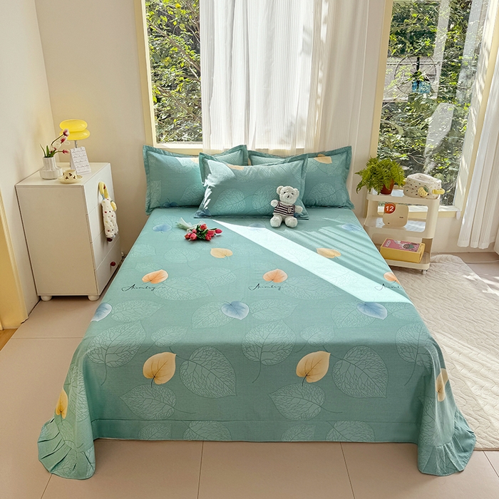 91家纺网 家纺一手货源 找家纺 家贝爱 2024新款JBA加厚圆角纯棉磨毛床单 叶叶情深