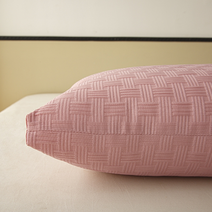 91家纺网 家纺一手货源 找家纺 织布人 2024新款枕芯A类华夫格美眠枕头高回弹不变形护颈助眠羽丝绒枕芯 A类华夫格美眠枕-粉色48*74cm高枕/对