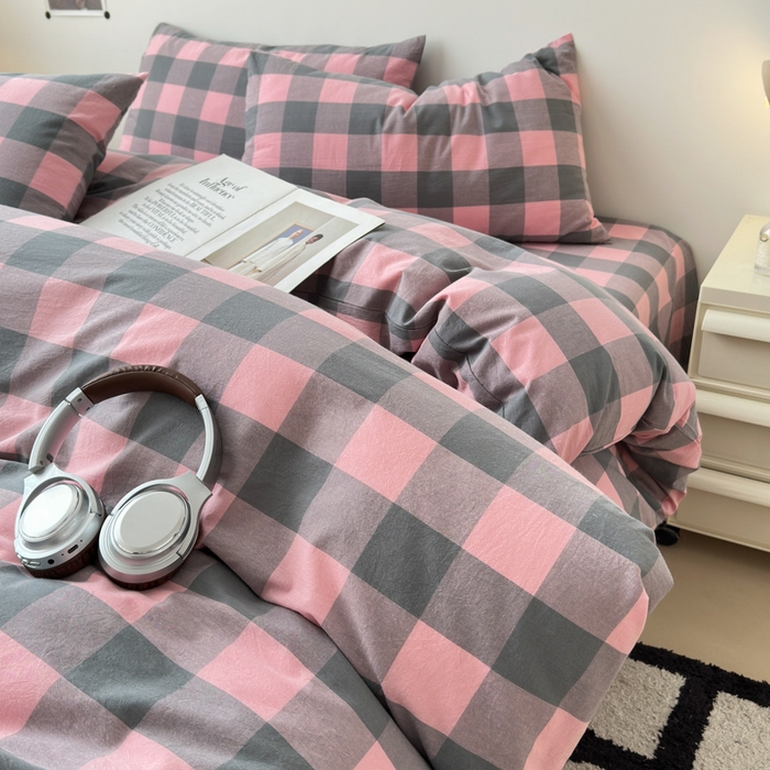 91家纺网 家纺一手货源 找家纺 清雅福 2024新款全棉A类水洗棉单品被套 青春雅格-粉