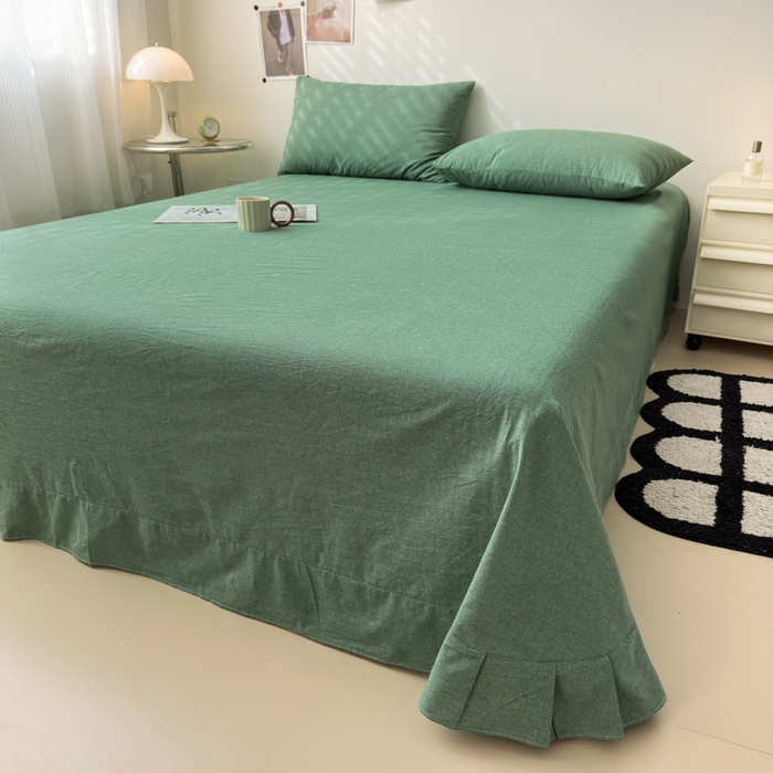 91家纺网 家纺一手货源 找家纺 清雅福 2024新款全棉A类水洗棉单品被套 豆绿