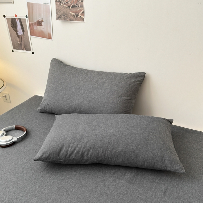91家纺网 家纺一手货源 找家纺 清雅福 2025新款全棉A类水洗棉单枕套 素色·灰