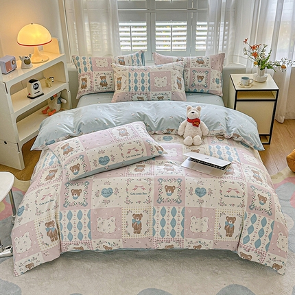 91家纺网 家纺一手货源 找家纺 （总）宇彬家纺 2026直播新款13070全棉纯棉印花床单床笠款四件套和单被套喷气清新简约（缩水足可定做）