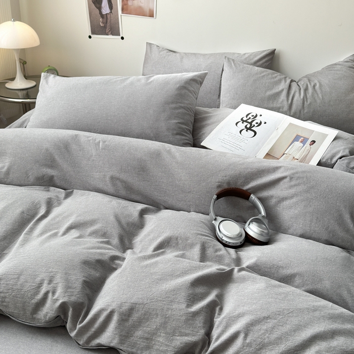 91家纺网 家纺一手货源 找家纺 清雅福 2024新款全棉A类水洗棉四件套单被套 烟灰