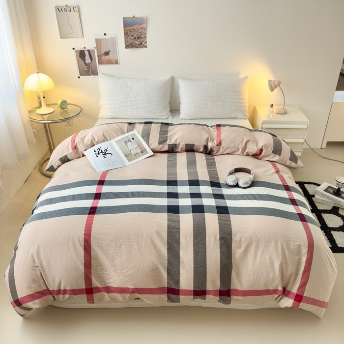 91家纺网 家纺一手货源 找家纺 清雅福 2024新款全棉A类水洗棉单品被套 宝莉-咖大格