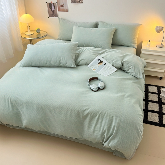 91家纺网 家纺一手货源 找家纺 清雅福 2024新款全棉A类水洗棉单品被套 绿密条