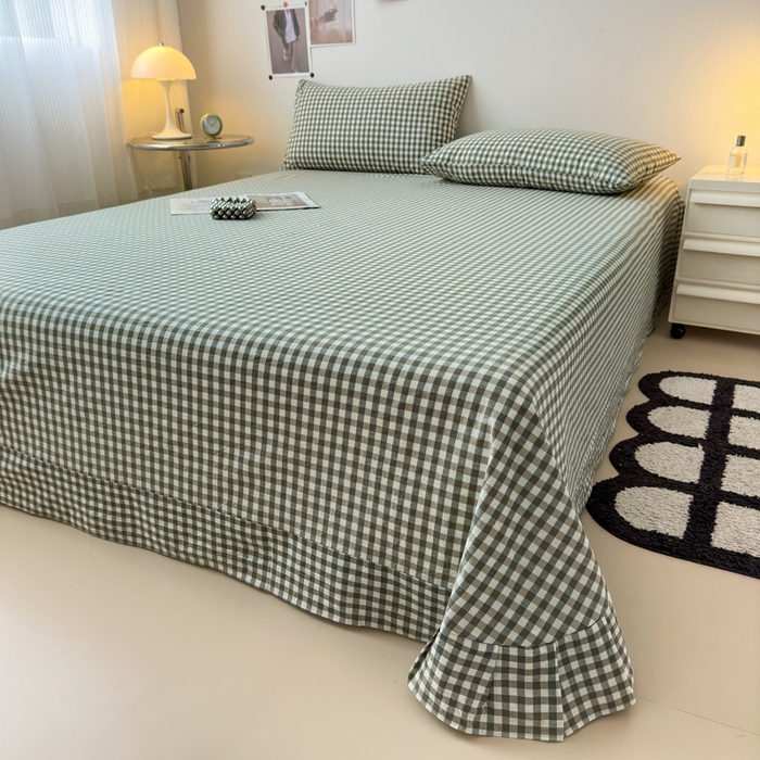 91家纺网 家纺一手货源 找家纺 清雅福 2024新款全棉A类水洗棉单品被套 绿小格