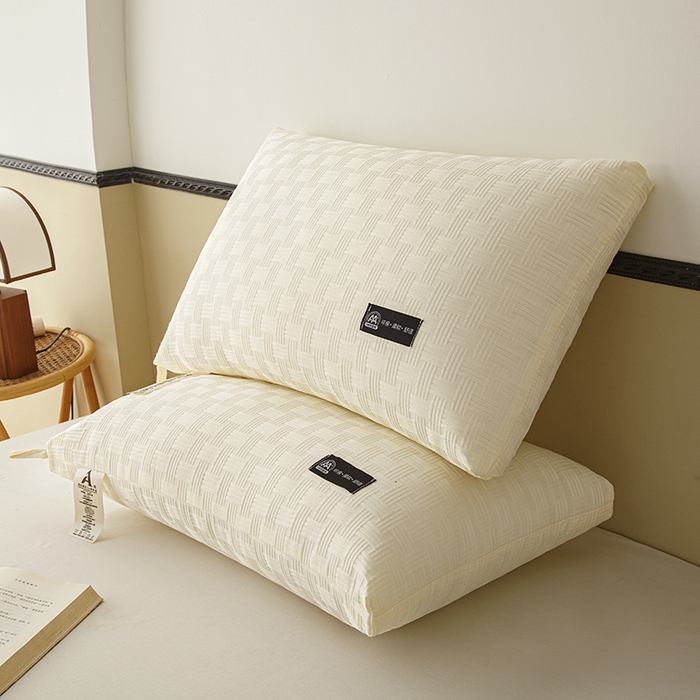 91家纺网 家纺一手货源 找家纺 织布人 2024新款枕芯A类华夫格美眠枕头高回弹不变形护颈助眠羽丝绒枕芯 A类华夫格美眠枕-白色48*74cm中枕/对