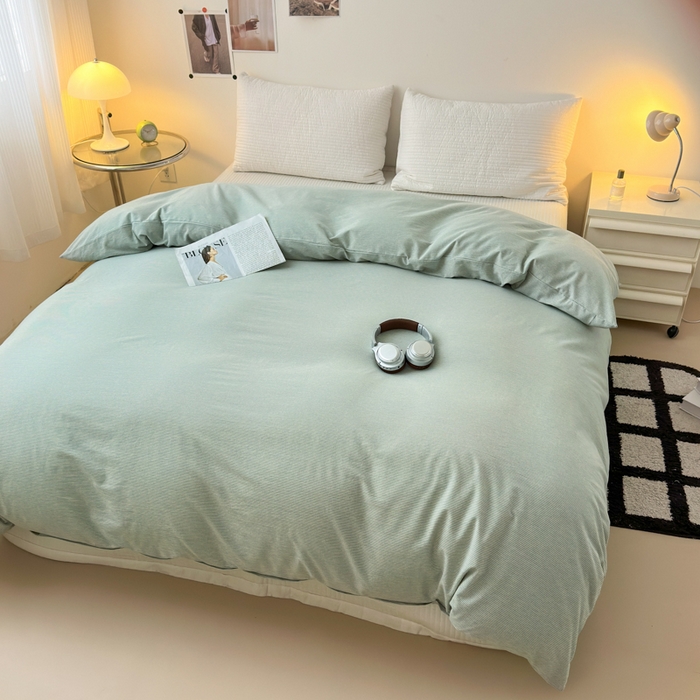 91家纺网 家纺一手货源 找家纺 清雅福 2024新款全棉A类水洗棉单品被套 绿密条