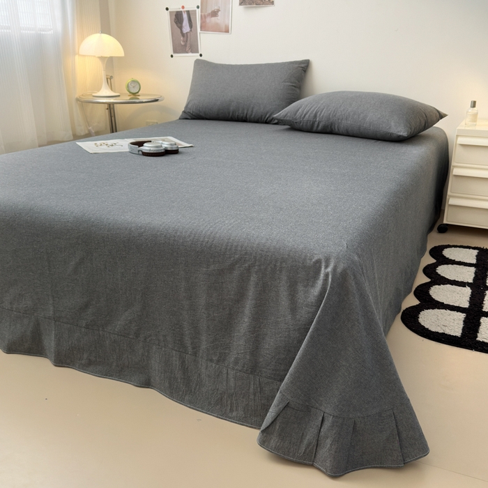 91家纺网 家纺一手货源 找家纺 清雅福 2024新款全棉A类水洗棉四件套单被套 素色-灰