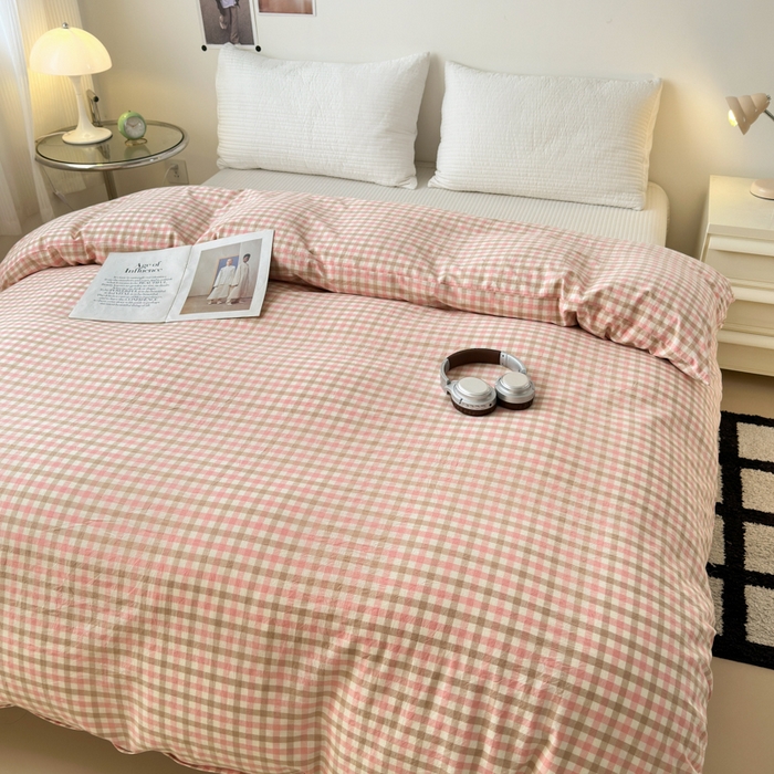 91家纺网 家纺一手货源 找家纺 清雅福 2024新款全棉A类水洗棉单品被套 印月-粉