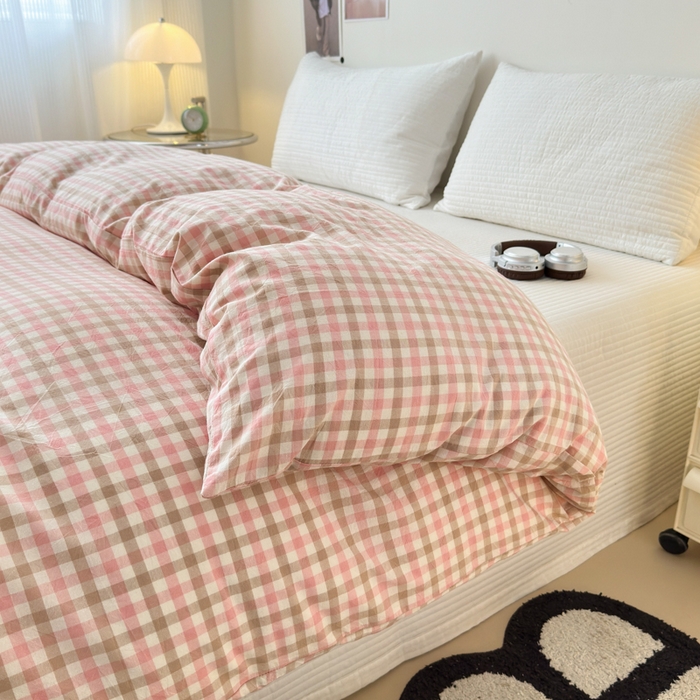 91家纺网 家纺一手货源 找家纺 清雅福 2024新款全棉A类水洗棉单品被套 印月-粉